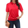 thumbnail image 5 of GXIPO Cotton Polo Shirts for Women 3-Button Collared Short Sleeve Cool Uniform Tops Red 2XL, 5 of 5