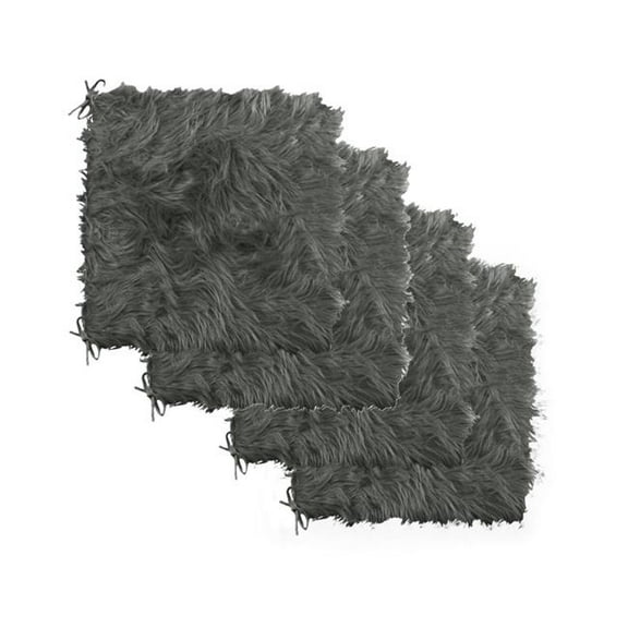 Home Decor Laredo Faux Sheepskin Chair Pad | 4-Piece | Grey | 17'x17'