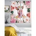 thumbnail image 3 of Spring Floral Pig Sheer Curtains 72 Inch Length 2 Panels Set - Light Filtering Window Treatments, Elegant Pink Botanical Rod Pocket Semi Curtains for Living Room/Bedroom/Kitchen Décor, 104"W x 72"L, 3 of 7