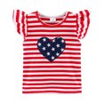 thumbnail image 4 of Toddler 4th of July Outfit Girl Patriotic clothes Stars and Stripe Heart Print Red Shirt Blue Shorts American Flag 4T (932), 4 of 4