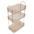 thumbnail image 5 of Amber Gold Rectangular Desktop Cosmetic Organizer Home Bathroom Shelf Desktop Storage Organizer 3 Layers, 5 of 5