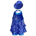 thumbnail image 2 of Alvivi Jazz Dance Dress for Kids Girls Sequin Tap Latin Dance Leotard Performance Costume and Hat Royal Blue 10, 2 of 5