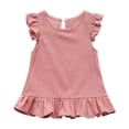 thumbnail image 1 of LLYWEY Toddler Girls Ruffle Tops, Baby Girl Linen Ruffles Hem Sleeveless T-Shirts, Kids Solid Color Keyhole Back Summer Round Neck Sleeveless Loose Casual Blouses Shirts, Style-T-12, Pinks, 6T, 1 of 9