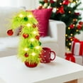 thumbnail image 4 of 15.7" Pre-lit Mini Christmas Trees, Small Lime Green Tabletop Christmas Tree with Christmas Balls Decoration, Bendable Artificial Mini Trees with Led Lights for Table Top Desk Xmas Decoration, 4 of 9