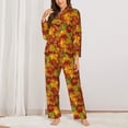 thumbnail image 2 of Fuzoiu Vintage maple leaf autumn Print Women's Long-Sleeved Pajama,Lounge Button Down Nightwear,Womens Notch Collar Pajama Set-Small, 2 of 7