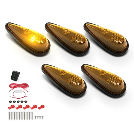 Amber Front Teardrop Cab Marker Lights 5 PCS 9 LED Fit For Motorhome RV Truck