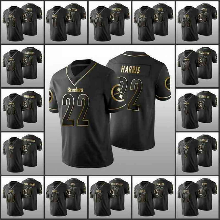 NFL_Jerseys Football Jerseys Jersey Pittsburgh''Steelers''Men #11 Claypool  90 T.J. Watt 22 Najee Harris''NFL'' Custom Black Golden Edition