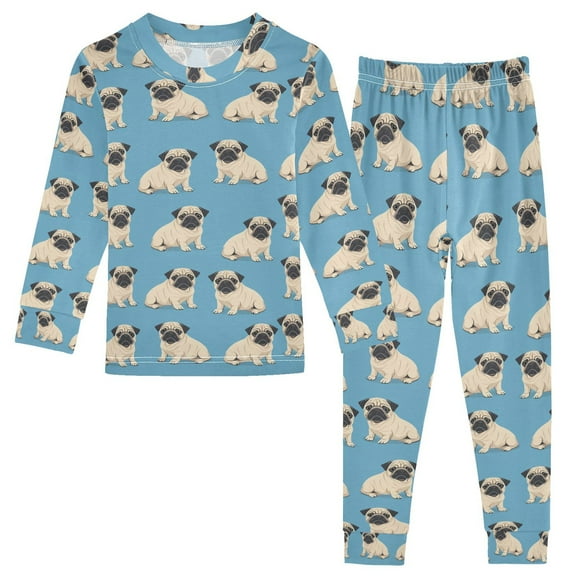 joogoo Cartoon Bulldog 2 Piece Long Sleeve Tee and Pants Cotton Pajama Set 5Y