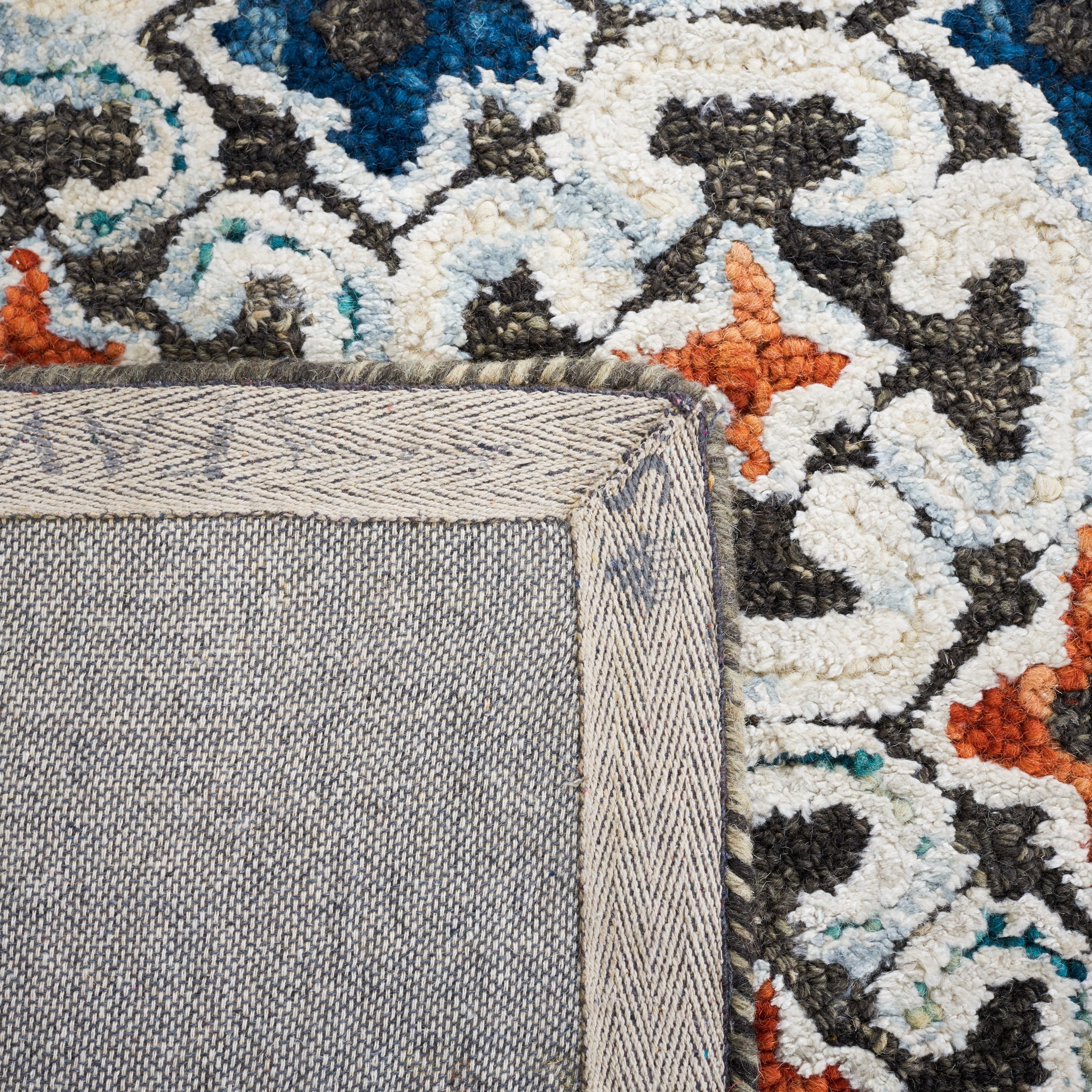 SAFAVIEH Aspen Matilda Floral Bordered Area Rug, Blue/Taupe, 6' x 6' Round