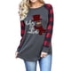 thumbnail image 2 of Blusa de cuadros escoceses para mujer, blusa de manga larga con diseño de muñeco de nieve navideño para mujer, blusa de manga larga para mujer, probada profesionalmente, 2 of 6