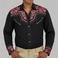 thumbnail image 2 of Men's Western Cowboy Shirts Long Sleeve Embroidered Shirts Slim Fit Casual Button Down Shirt With Pockets, 2 of 4