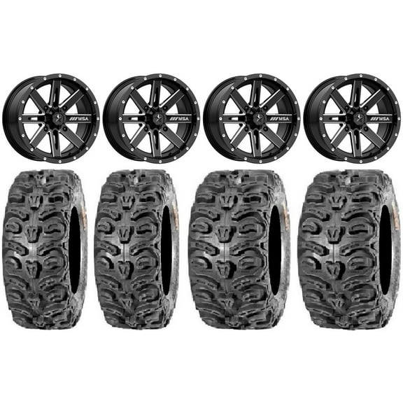 MSA Milled Boxer 14" UTV Wheels 26" Bear Claw HTR Tires Yamaha Viking Wolverine YXZ1000R CFMoto ZForce 950 UForce 1000