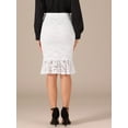thumbnail image 4 of DARING DIVA Women's Lace Knee Length Bodycon Fishtail Skirt M White, 4 of 6