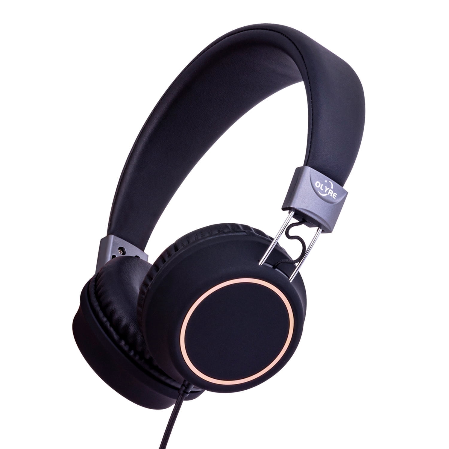 Olyre Foldable Wired Kids Headphones with Microphone, Black photo 1