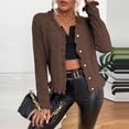 thumbnail image 2 of Women's Cardigan Sweaters Women's Versatile Ruffled Cardigan with Long Sleeves and A Knit Design Cropped Long Sleeve, 2 of 7