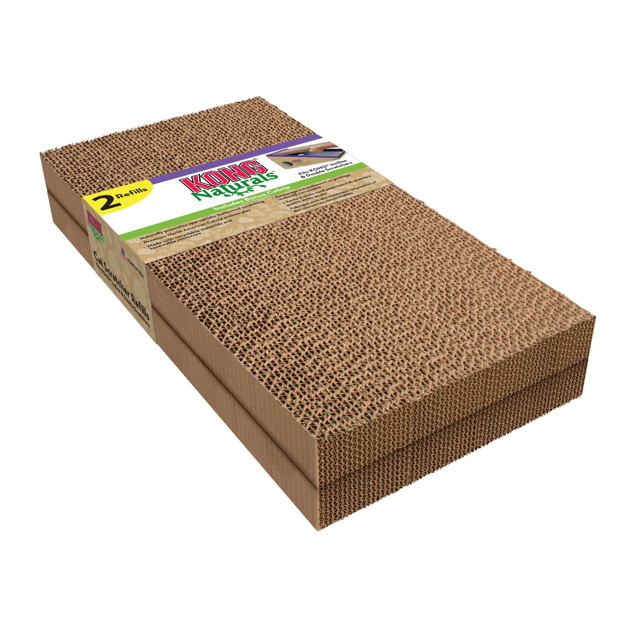 KONG® Naturals® Scratcher Refills for KONG Inlcline and Double Cat Scracters, 2 Pack