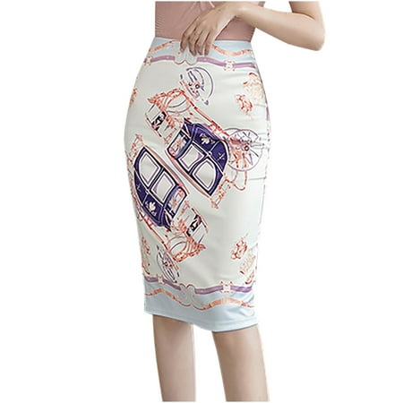 

Clearance under $10 Charella Women s Fashion Half-length Skirt Printed Step Package Hip Slim Fitted Skirt Beige M