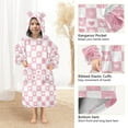 thumbnail image 3 of FORMRS Wearable Blanket Hoodie with Sleeves for Kids Cozy Flannel Sweatshirt, Pink Checkered Heart, 3 of 7
