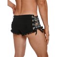 thumbnail image 4 of TiaoBug Men's Frayed Edge Sides Lace Up Mini Jean Shorts Low Waist Ripped Denim Hot Pants for Party Clubwear Black S, 4 of 7