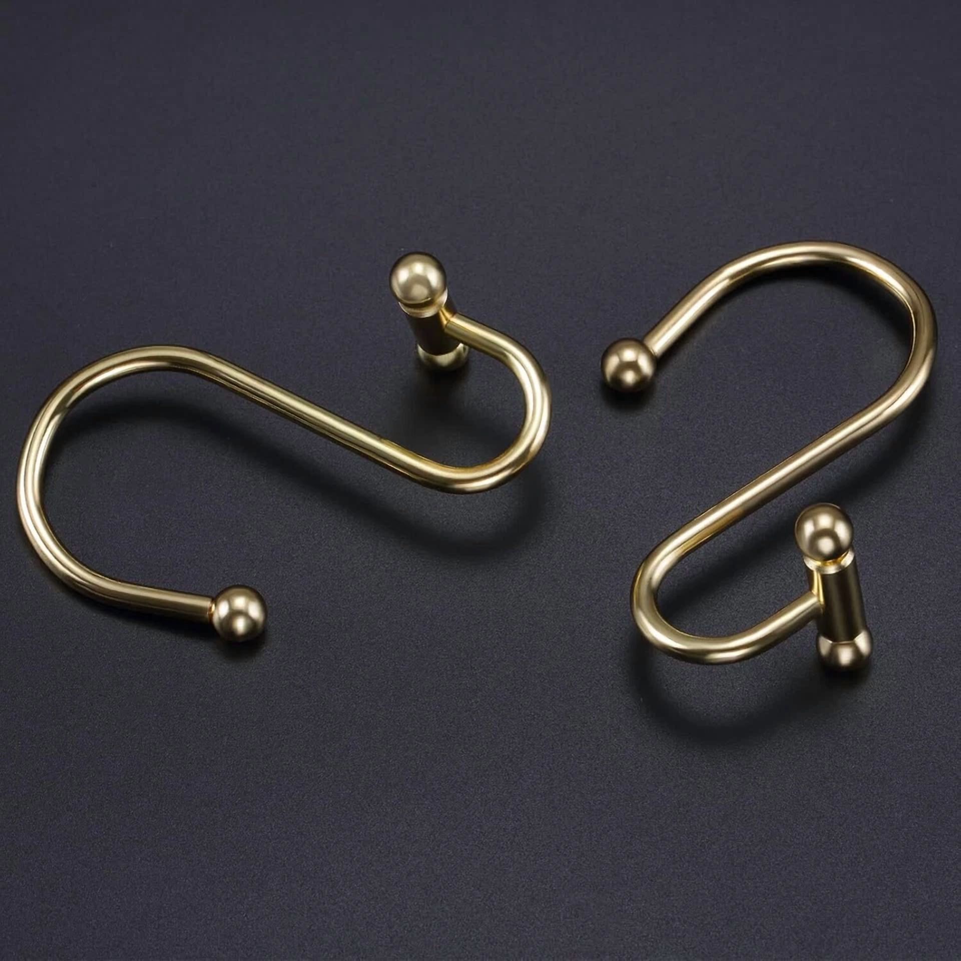 12Pcs Gold Decorative Rustproof Shower Curtain Hooks – Elegant Metal Rings