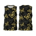 thumbnail image 2 of Gaeub Golden Glitter Butterflies Men's Mesh Basketball Jersey, Quick-Drying Sleeveless Top S-4XL, Loose Muscle Tank Top -X-Large, 2 of 9