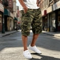 thumbnail image 6 of Zimjoy Men's Camo Print Drawstring Cargo Shorts Knee Length Multi Pocket Utility Outdoor Hiking Capri Casual Shorts Army Green L, 6 of 7