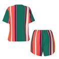 thumbnail image 6 of Wukai Vertical Stripes Print Women's Pajama Set - Short-Sleeve Top and Shorts with Elastic Waistband and Pockets for Loungewear, Yoga, and Casual Wear-X-Large, 6 of 8