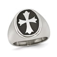 thumbnail image 1 of Bague pour Homme en Acier Inoxydable Poli avec Croix Émaillée, 1 of 4