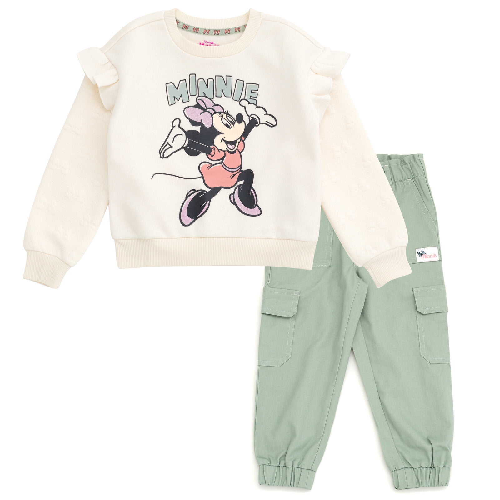 Disney Minnie Mouse Toddler Girls' Fleece Sweatshirt and Twill Pants Set Tusk Aqua