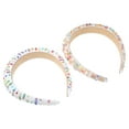 thumbnail image 7 of 2pcs Women Rhinestone Headband Wide Headband Bejewelled Hairband Women Luxury Glitter White Gold Tone, 7 of 7