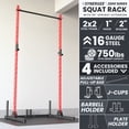 thumbnail image 2 of Synergee 2200 Série Support pour Squats Capacité de 750 Lb, Barre de Traction Réglable, J-Cups avec UHMW, Barre d'Haltère et Rangement pour Disque de Poids – Support d'Alimentation Robuste pour Gym à Domicile – Rouge 97”, 2 of 6