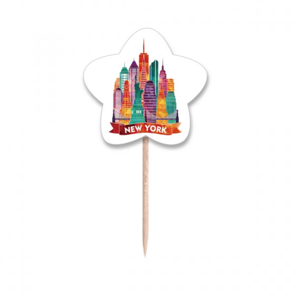USA America Beautiful Castle Architecture Toothpick Flags Star Lable Cupcake Picks