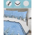 thumbnail image 3 of Quilt King Size Bedding Set, Blue Christmas Snowflakes Reversible Summer Quilt 3 Pieces, Winter Xmas Snowman Pine Trees Lightweight Bedspreads Coverlets with 2 Pillow Shams for All Seasons, 3 of 5