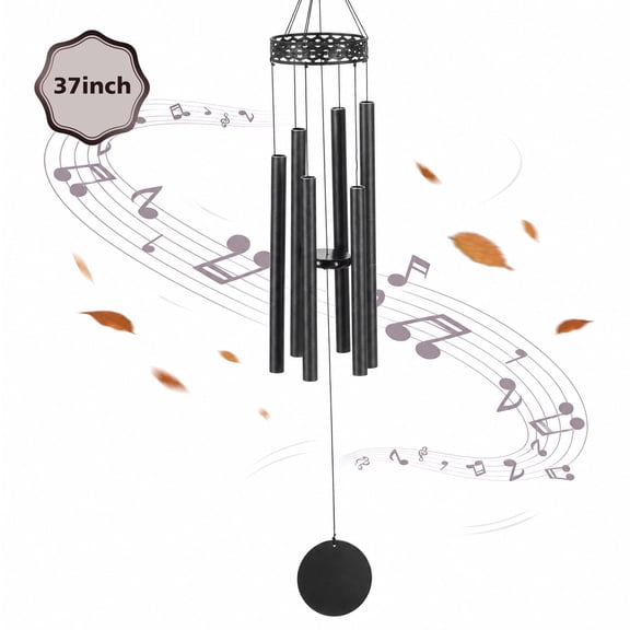 BSHAPPLUS® 37"Memorial Wind Chimes for Outside,Deep Tone E Pentatonic Scale Metal Wind Chime with 6 Thickened Tube,Adjustable Striker,Waterproof UV Resistant Wind Chimes for Garden Yard Sympathy Gift