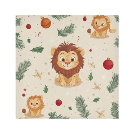 

Napkin Satin Napkin 20*20Inchx4 Kitchen Towel Dinner Plate Towel Decorative Towel Napkin Tea Towel Suitable For Kitchen Table Christmas Cartoon Lion