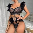 thumbnail image 3 of Gibobby Ropa interior mujer sexy Conjunto de ropa interior de encaje para mujer, conjunto de ropa interior y ropa interior de encaje con correa, lencería sexy(Negro, G), 3 of 5