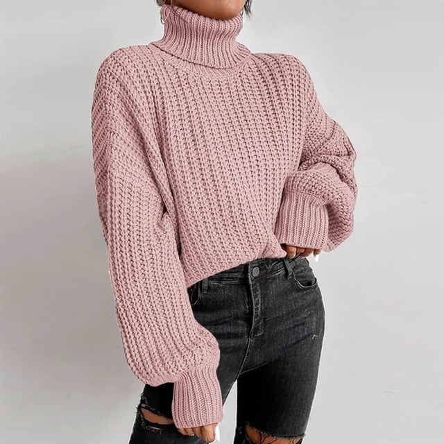Aujourd'hui Réduction! Aqestyerly Chandails à Col Montant pour Femmes, Mode, Manches Longues, Col Roulé, Décontracté