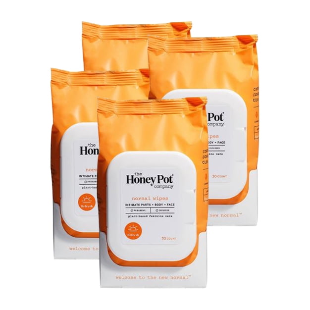 The Honey Pot Company Feminine Wipes Normal, 30 Count ( 4 Pack