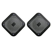 Uxcell 2packs Shower Drain Hair Catcher Square Drain Strainer for Bathtub, Black