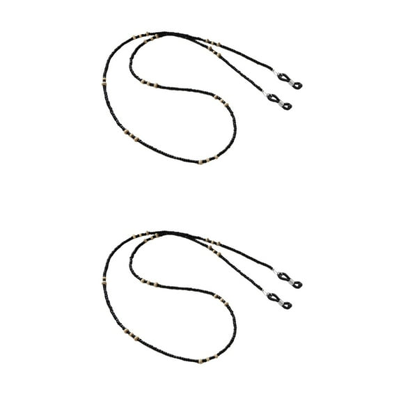 Raindrops 4 Pcs  Wooden Bead Chains Fashion Glasses Chains Portable Eyewear Ropes (Black)