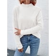 thumbnail image 3 of Women's Solid Color Stand Collar Long Sleeve Asymmetric Hem Casual Pullover Sweater, Autumn/Winter, 3 of 6