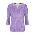 thumbnail image 4 of Jinhomg 3/4 Sleeve T-Shirts for Women Retro Boho Floral Printed Tees Fall Winter Casual Comfy Tshirt Purple XL, 4 of 6