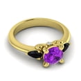 thumbnail image 3 of 2.50 Carat Round Shape Amethyst & Black Onyx Gemstone Elegant Three Stone Bridal Ring for Ladies 18K Yellow Gold Size 6 by Diamond-Capitals, 3 of 8