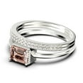 thumbnail image 4 of Minimalist 2.00 Carat Emerald Cut Morganite And Diamond Moissanite Engagement Ring, Wedding Ring in 925 Sterling Silver With 18k White Gold Plating, Promise Ring, Anniversary Ring, Trio Rings Set, 4 of 4