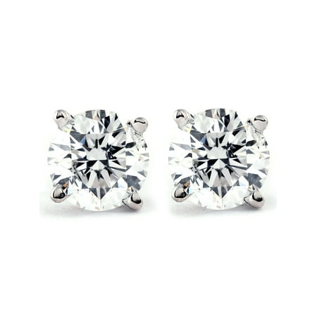 1/2Ct Round Brilliant Cut Diamond Stud Earrings in 14K White or Yellow (Best Setting For Diamond Stud Earrings)