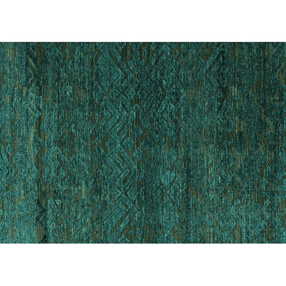 Ahgly Company Indoor Rectangle Abstract Turquoise Blue Modern Area Rugs, 3' x 5'