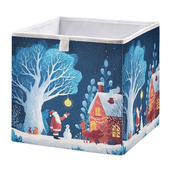 Foldable Fabric Storage Bin Home Cubes Clothing Organizer Bins Large Collapsible Box Basket for Home Organizer Santa Claus with Hands Raised