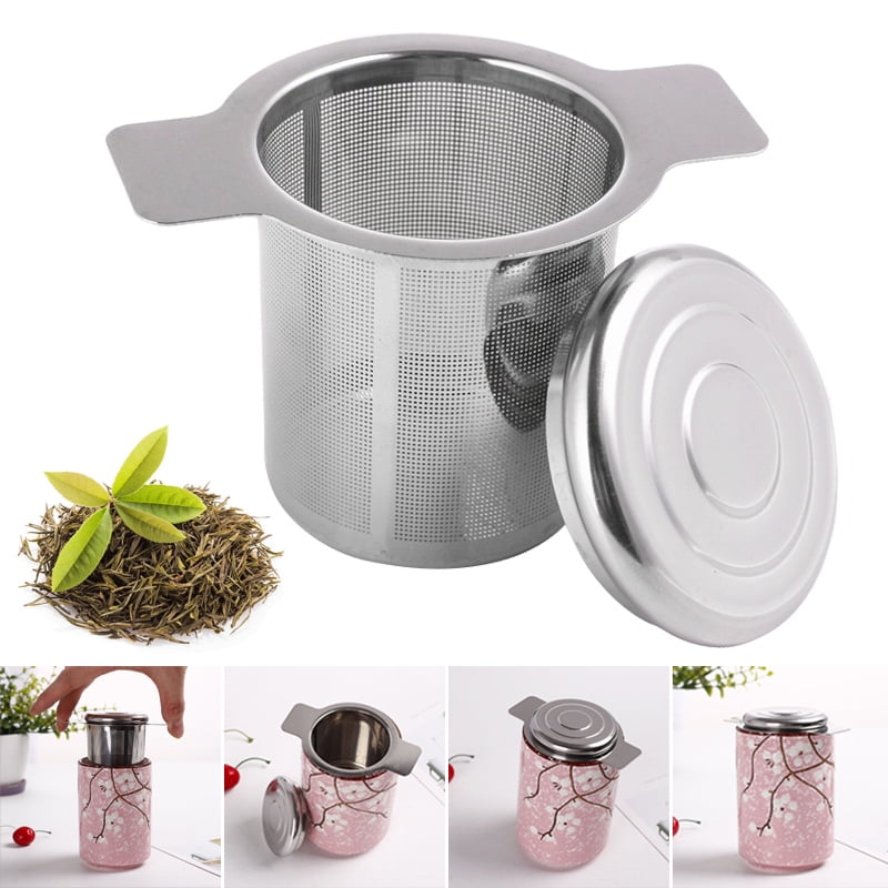 Lid Set US 2020 Stainless Steel Mesh Tea Infuser Cup Strainer Loose Leaf Filter 