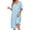 Light Blue Flower, variant on Women Nightgowns with Pockets Button Front Henley NeckHouse Dresses Ruffle Hem Nightdress Sleepwear Short Sleeve Pajamas Dress