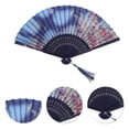 thumbnail image 3 of Unique Bargains Ancient Style Folding Fan 1Pc Blue [Tapestry of Exquisite Floral Print], 3 of 5